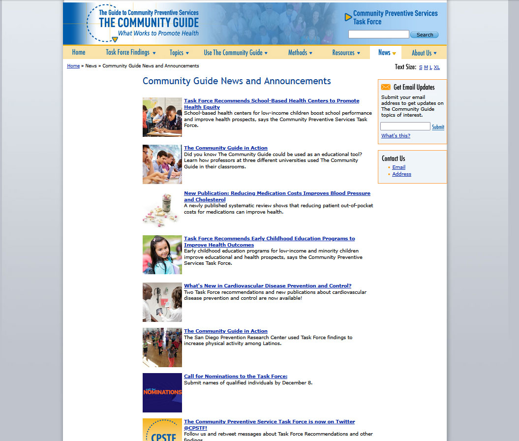 Community Guide static HTML news page