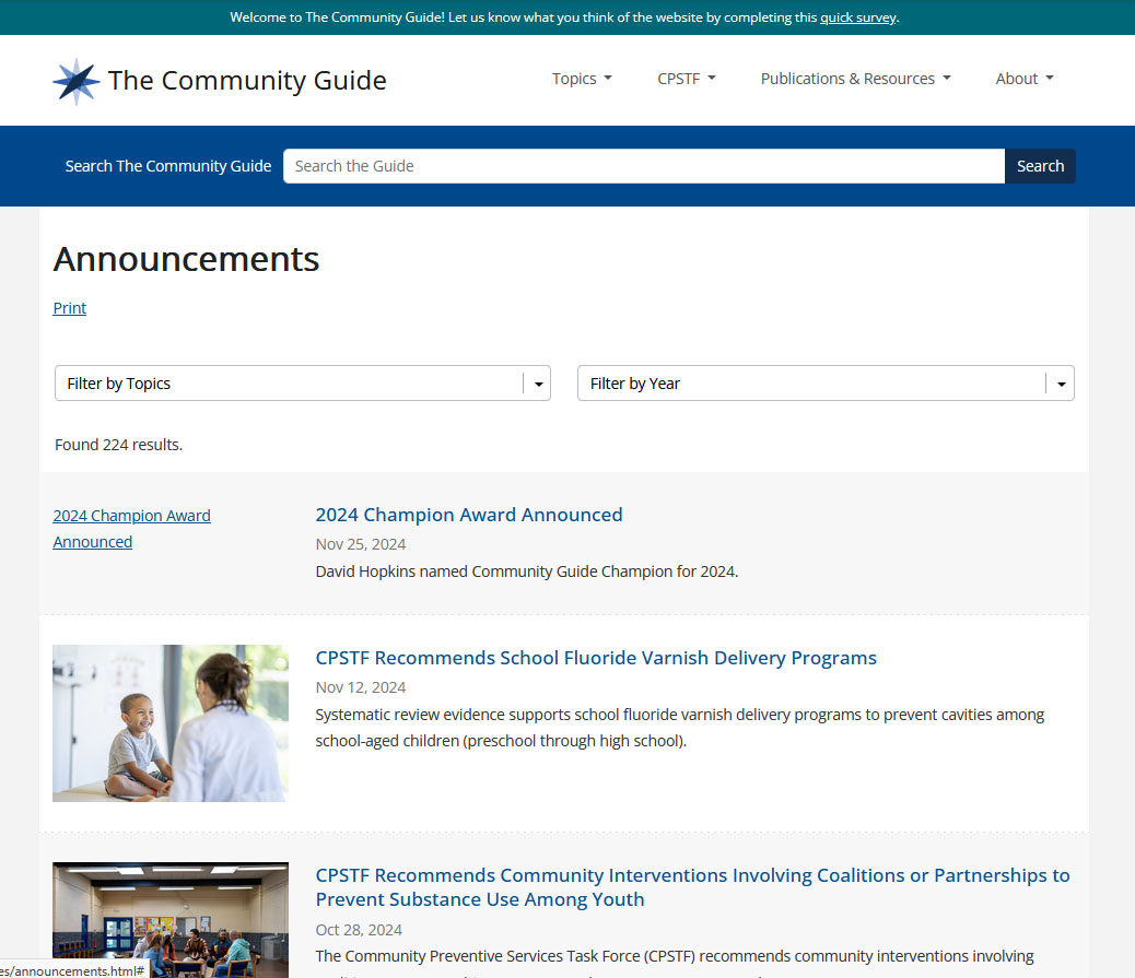 Community Guide WordPress news page