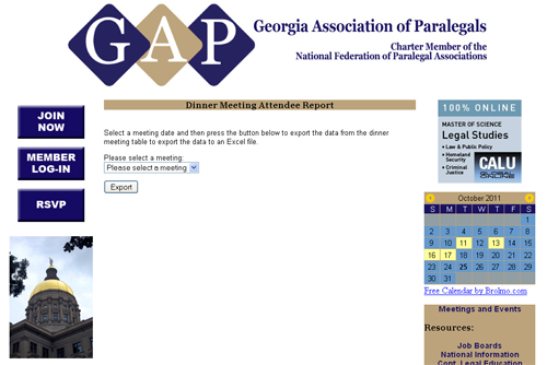 Georgia Association of Paralegals export page