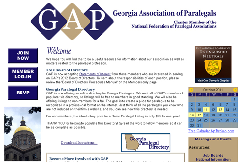 Georgia Association of Paralegals home page