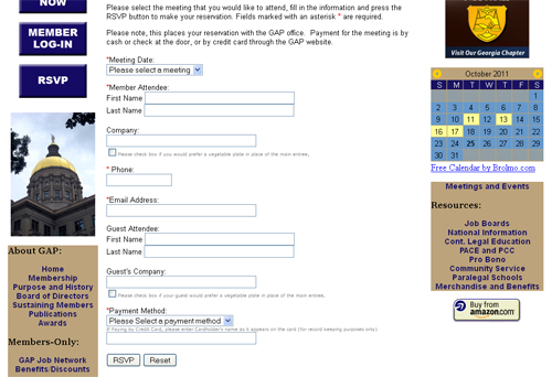 Georgia Association of Paralegals rsvp page