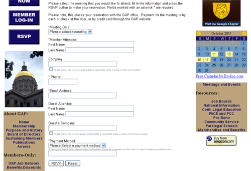Georgia Association of Paralegals rsvp page