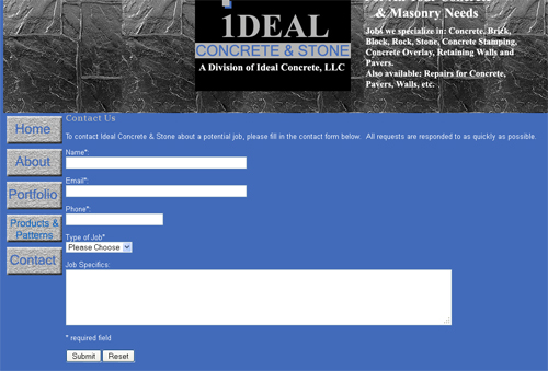 Ideal Concrete contact form