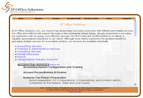 JP Office Solutions Services page